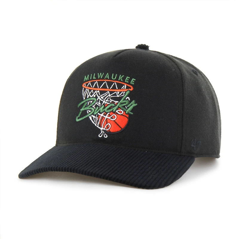 Men's '47 Black Milwaukee Bucks Nothing But Net Hitch Adjustable Hat