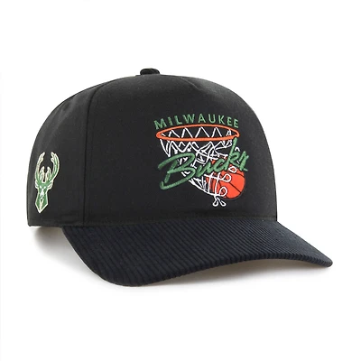 Men's '47  Black Milwaukee Bucks Nothing But Net Hitch Adjustable Hat