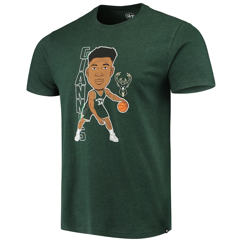 T-shirt à tête branlante Milwaukee Bucks '47 Giannis Antetokounmpo vert chasseur chiné pour homme