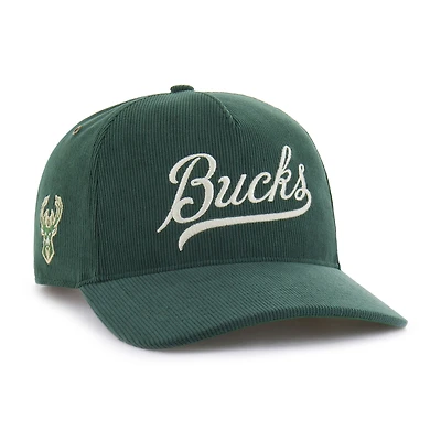 Casquette ajustable en velours côtelé Golden Age des Milwaukee Bucks, vert chasseur, pour homme, modèle 47