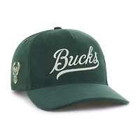 Casquette ajustable en velours côtelé Golden Age des Milwaukee Bucks, vert chasseur, pour homme, modèle 47