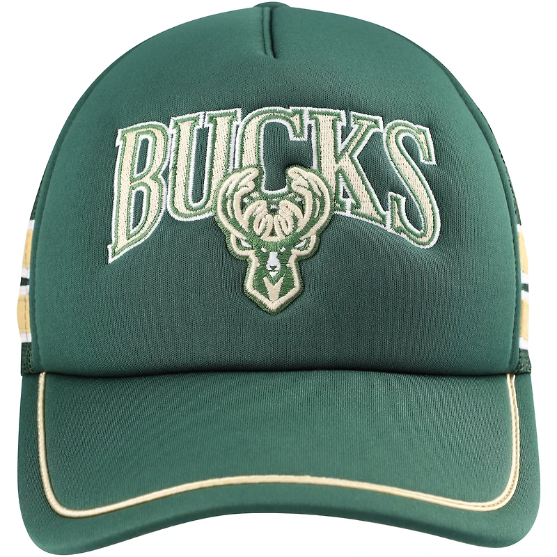 Casquette réglable de camionneur à rayures latérales Milwaukee Bucks '47 Hunter Green pour hommes