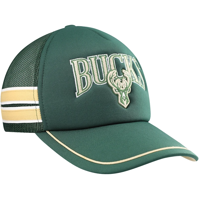 Casquette réglable de camionneur à rayures latérales Milwaukee Bucks '47 Hunter Green pour hommes