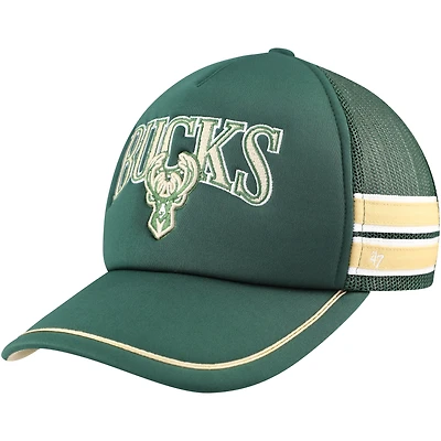 Casquette réglable de camionneur à rayures latérales Milwaukee Bucks '47 Hunter Green pour hommes