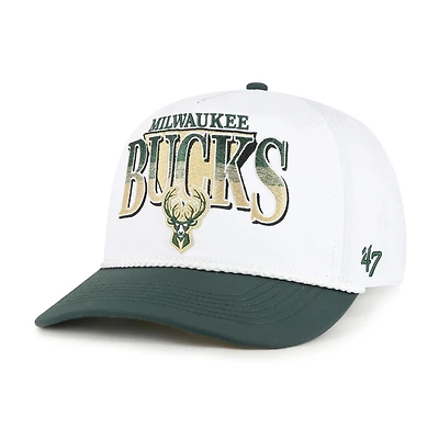 Casquette ajustable bicolore « 47 » pour homme, blanche et verte Hunter, hommage aux Milwaukee Bucks