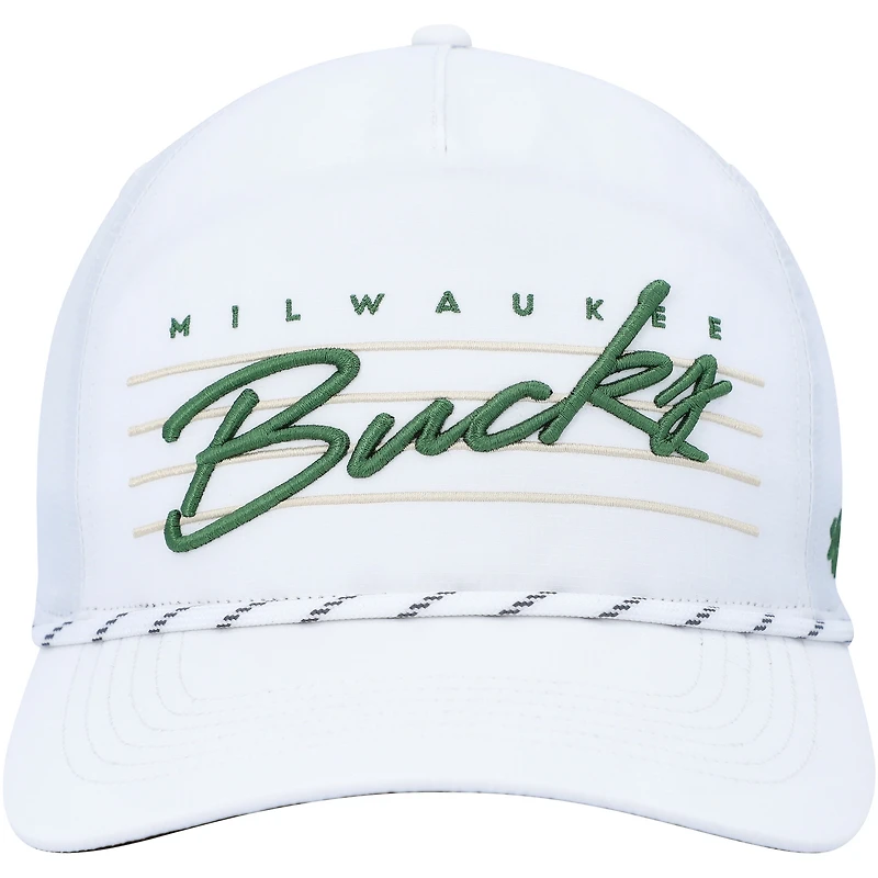 Men's '47  White Milwaukee Bucks Downburst Hitch Snapback Hat