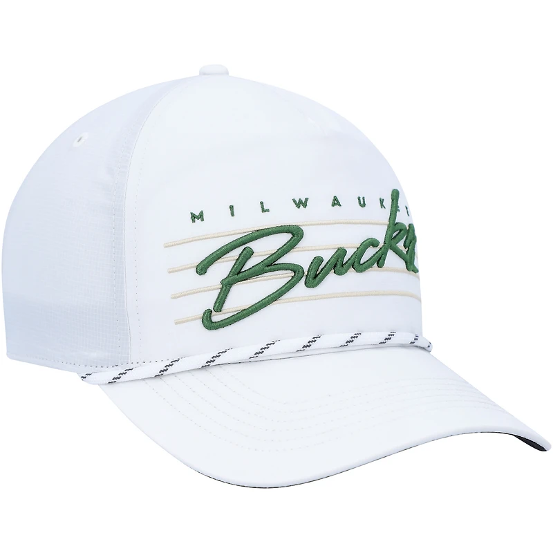 Men's '47  White Milwaukee Bucks Downburst Hitch Snapback Hat