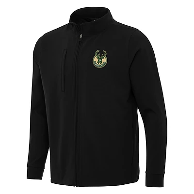 Veste zippée intégrale Regard Antigua noire des Milwaukee Bucks pour homme