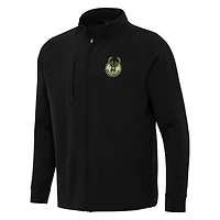 Veste zippée intégrale Regard Antigua noire des Milwaukee Bucks pour homme