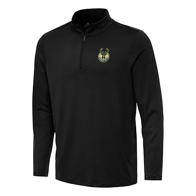 Haut à fermeture éclair quart de tour Reprocess Antigua Black Milwaukee Bucks pour homme
