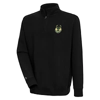 Pull-over noir antigua Milwaukee Bucks Victory à quart de zip pour homme