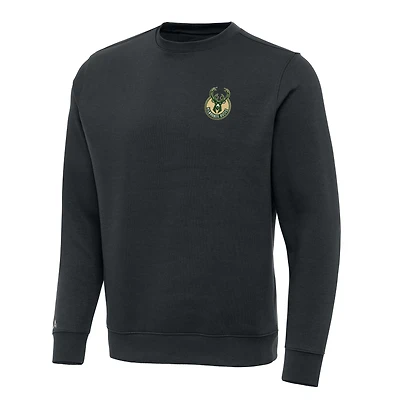 Sweat-shirt à col rond Victory Antigua Charcoal pour homme des Milwaukee Bucks