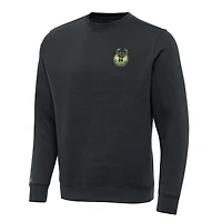 Sweat-shirt à col rond Victory Antigua Charcoal pour homme des Milwaukee Bucks