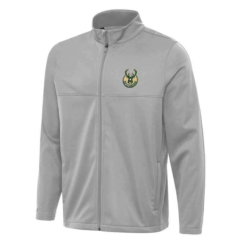 Veste de golf zippée Milwaukee Bucks Links 2 pour homme, gris Antigua