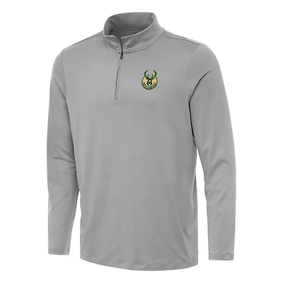 Haut à fermeture éclair quart de tour Reprocess gris antigua pour homme des Milwaukee Bucks