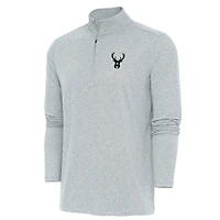 Haut à fermeture éclair quart de tour Hunk des Milwaukee Bucks, gris chiné, Antigua pour homme