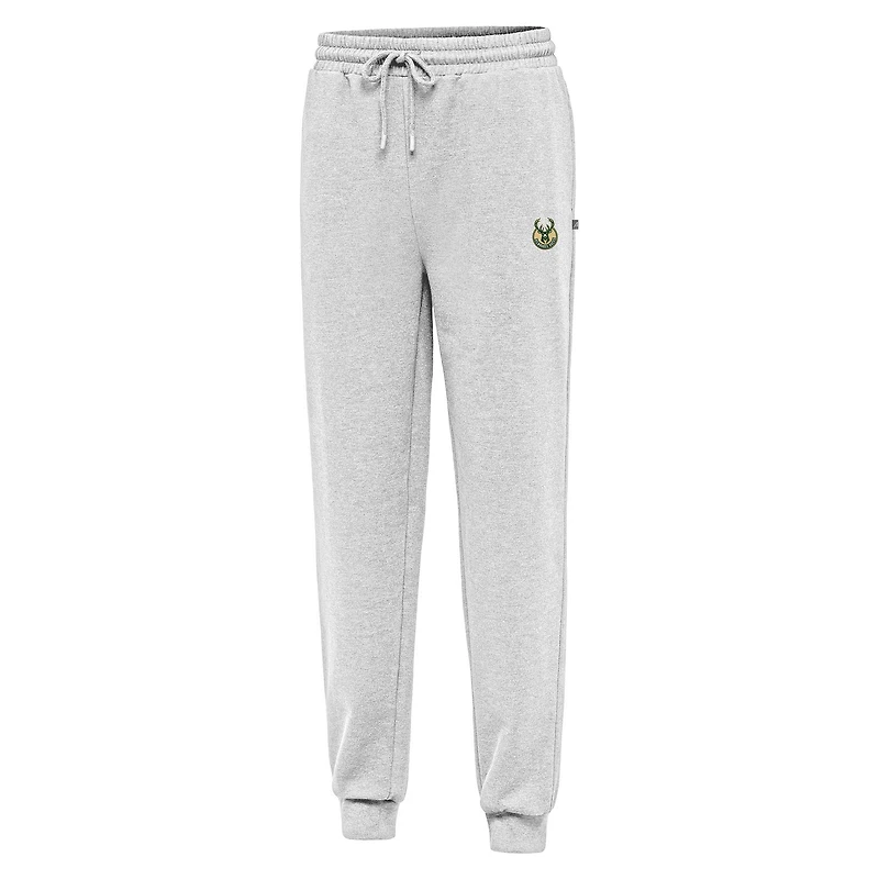 Pantalon de jogging Idol Antigua gris chiné pour homme des Milwaukee Bucks
