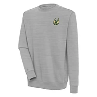 Sweat-shirt Victory gris chiné Antigua pour homme des Milwaukee Bucks