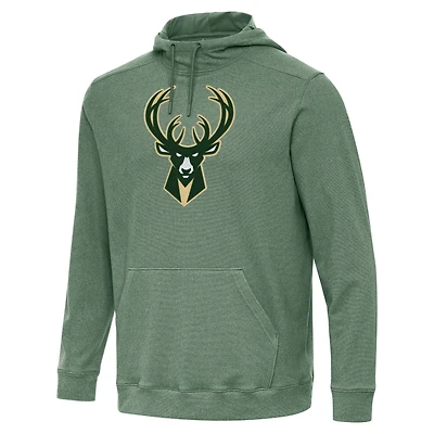 Sweat à capuche Antigua Heather Hunter Green pour homme, Milwaukee Bucks Cloud