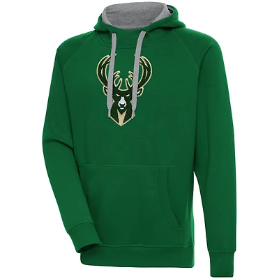 Sweat à capuche Victory vert chasseur Antigua pour homme des Milwaukee Bucks