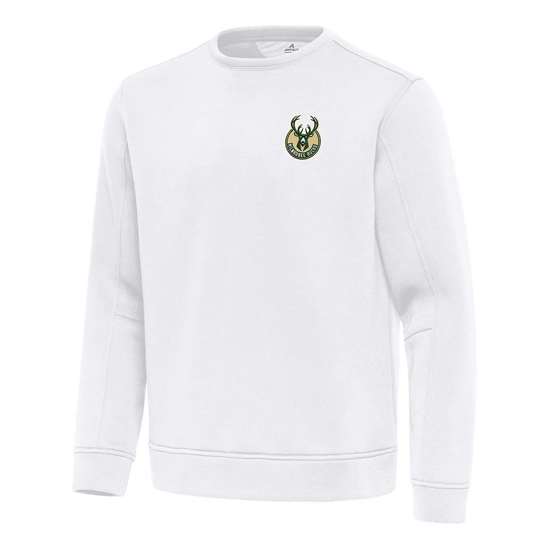 Sweat-shirt à capuche Relevant Antigua White pour homme des Milwaukee Bucks