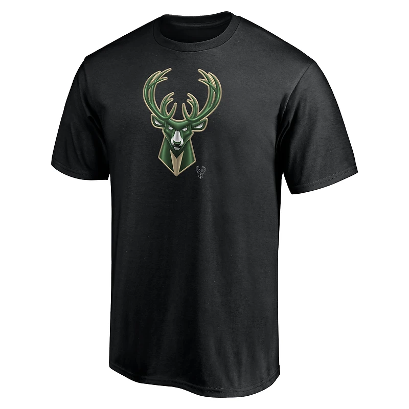 T-shirt noir pour homme avec mascotte Midnight des Milwaukee Bucks