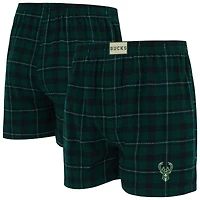 Boxer en flanelle Hawthorn pour homme Concepts Sport Hunter Green/Black Milwaukee Bucks
