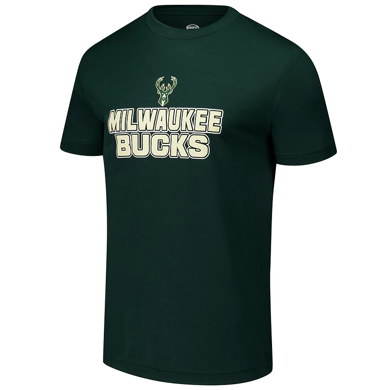 Men's Concepts Sport  Hunter Green/Black Milwaukee Bucks Vector Top & Flannel Pants Sleep Set