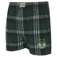 Men's Concepts Sport Hunter Green Milwaukee Bucks Region Flannel Boxer Short
