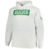 Fanatics Ash Milwaukee Bucks Big & Tall Raglan Tri-Blend Pull à capuche pour hommes