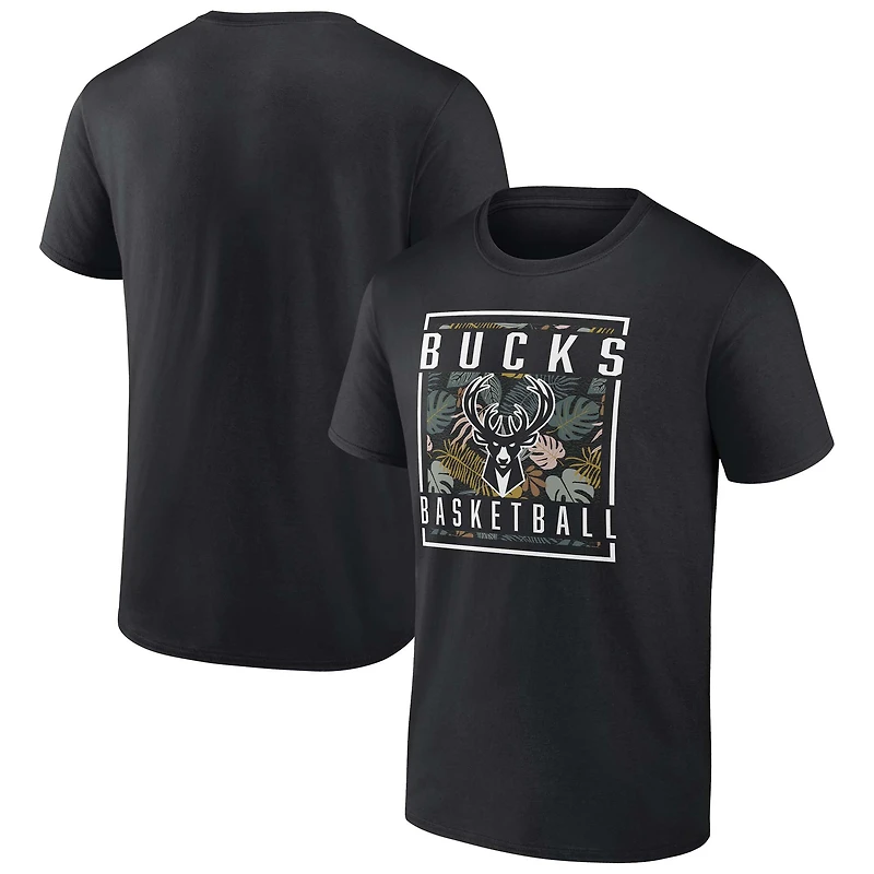 Men's Fanatics  Black Milwaukee Bucks Baseline Jumper T-Shirt