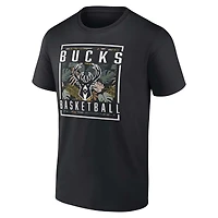 Men's Fanatics  Black Milwaukee Bucks Baseline Jumper T-Shirt