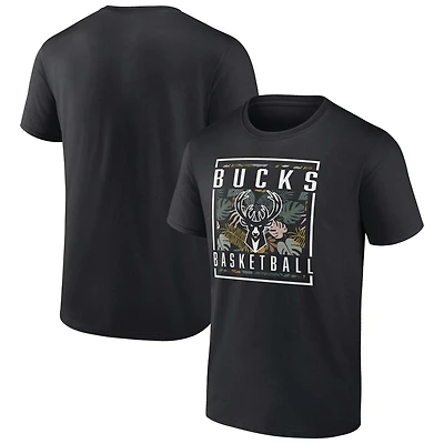 Men's Fanatics  Black Milwaukee Bucks Baseline Jumper T-Shirt