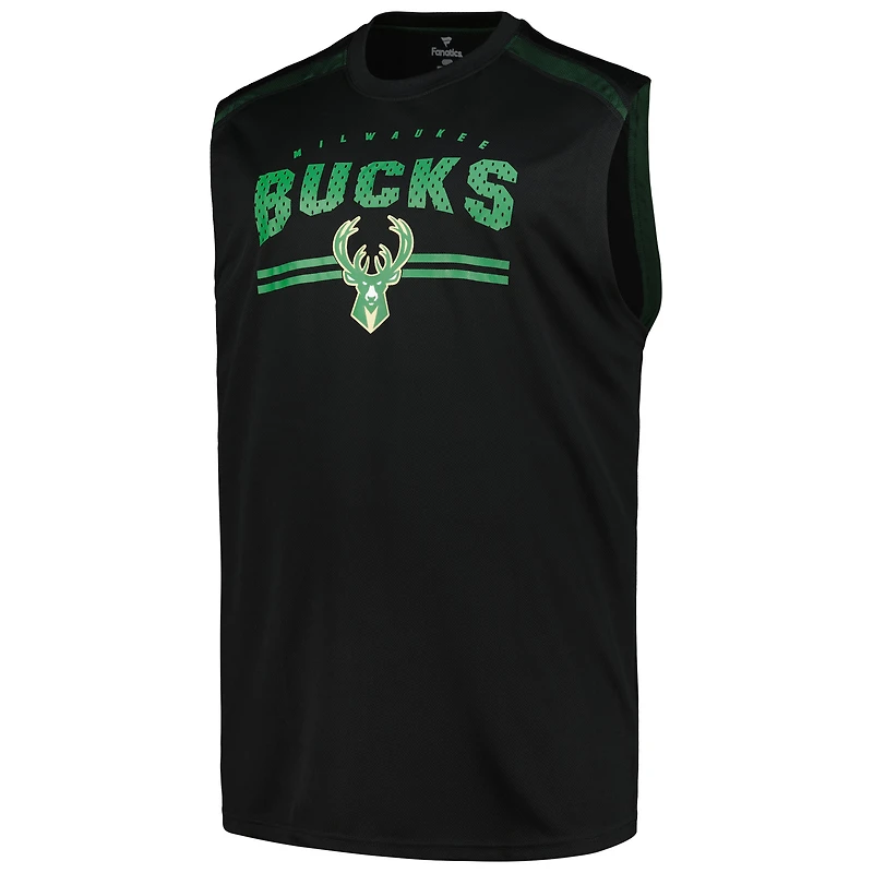 Débardeur noir Milwaukee Bucks Big & Tall Birdseye Muscle Fanatics pour hommes