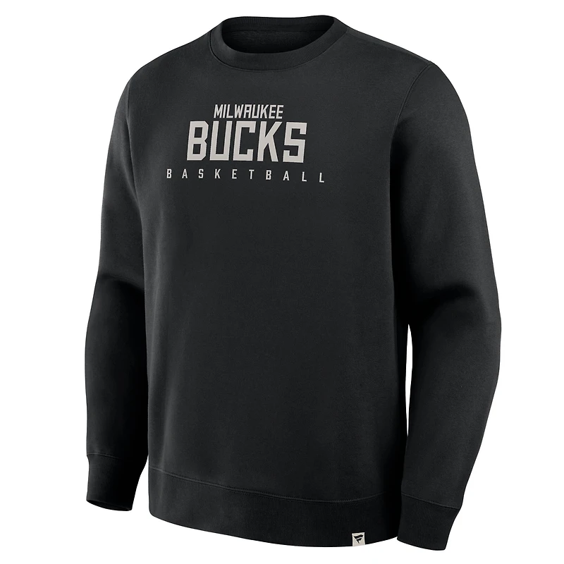 Men's Fanatics Black Milwaukee Bucks Crossover Collection Defensive Rotation Drill Premium Pullover Sweatshirt