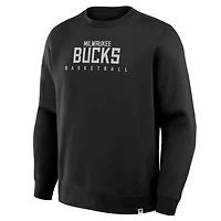 Men's Fanatics Black Milwaukee Bucks Crossover Collection Defensive Rotation Drill Premium Pullover Sweatshirt
