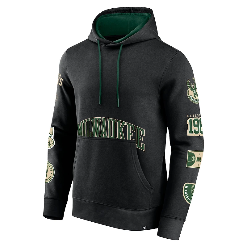 Sweat à capuche noir Milwaukee Bucks Home Court Fanatics pour hommes