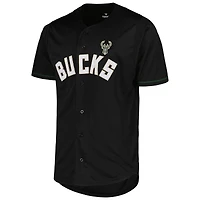 Men's Fanatics Black Milwaukee Bucks Pop Baseball Jersey