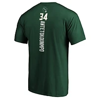 T-shirt avec nom et numéro de meneur jeu fanatiques pour hommes Giannis Antetokounmpo Hunter Green Milwaukee Bucks