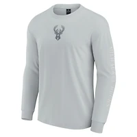 Men's Fanatics Gray Milwaukee Bucks Elements Strive Long Sleeve T-Shirt