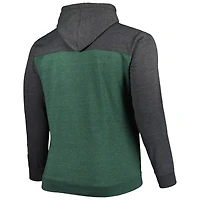 Sweat à capuche entièrement zippé pour hommes Fanatics Heathered Hunter Green/Heathered Black Milwaukee Bucks Big & Tall Down and Distance