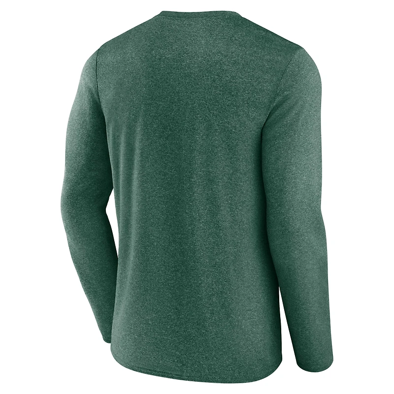 Men's Fanatics Heathered Hunter Green Milwaukee Bucks Where Legends Play Iconic Practice Long Sleeve T-Shirt