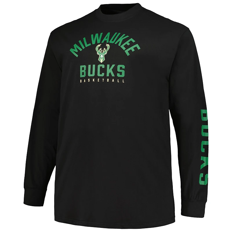 Men's Fanatics Hunter Green/Black Milwaukee Bucks Big & Tall Short Sleeve Long T-Shirt Set