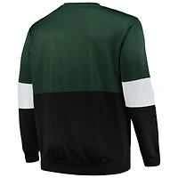 Men's Fanatics Hunter Green/Black Milwaukee Bucks Big & Tall Split Pullover Sweatshirt