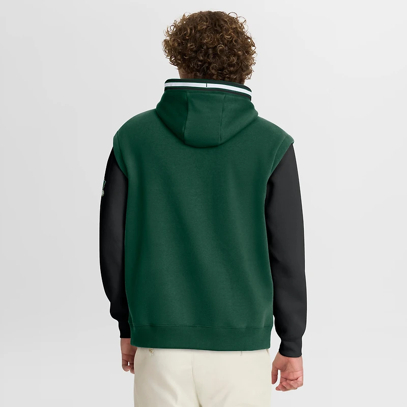 Men's Fanatics Hunter Green/Black Milwaukee Bucks Half Court Shot Clock Fastbreak Hoodie