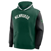 Sweat à capuche Fanatics Hunter Green/Black Milwaukee Bucks Half Court Shot Clock Fastbreak pour homme