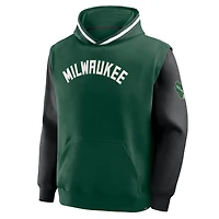 Men's Fanatics  Hunter Green/Black Milwaukee Bucks Half Court Shot Clock Fastbreak Hoodie