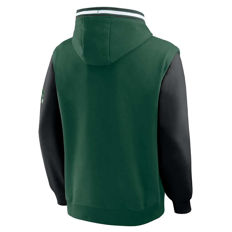 Men's Fanatics  Hunter Green/Black Milwaukee Bucks Half Court Shot Clock Fastbreak Hoodie