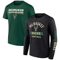 Ensemble combiné Just Net de deux Milwaukee Bucks Fanatics Hunter vert/noir pour hommes