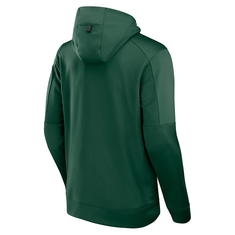 Sweat à capuche zippé entièrement performant Hunter Green Milwaukee Bucks Baller Defender Fanatics pour homme